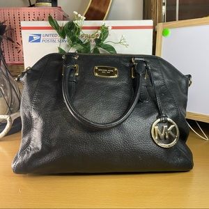 Michael Kors Black ‘Bedford’ Belted Leather Satchel